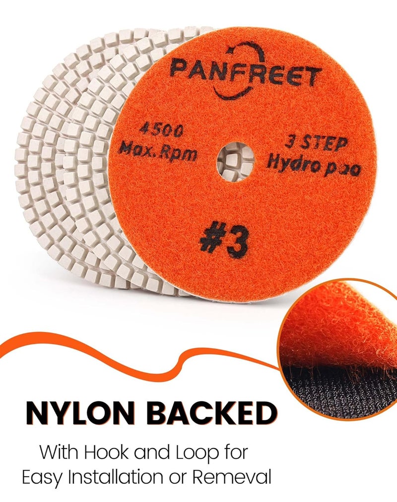 PANFREET 3 Step 4 Inch Diamond Polishing Pads,Wet/Dry Step 3 Stone Polish Pad for Granite Quartz Marble Concrete Terrazzo - Image 5